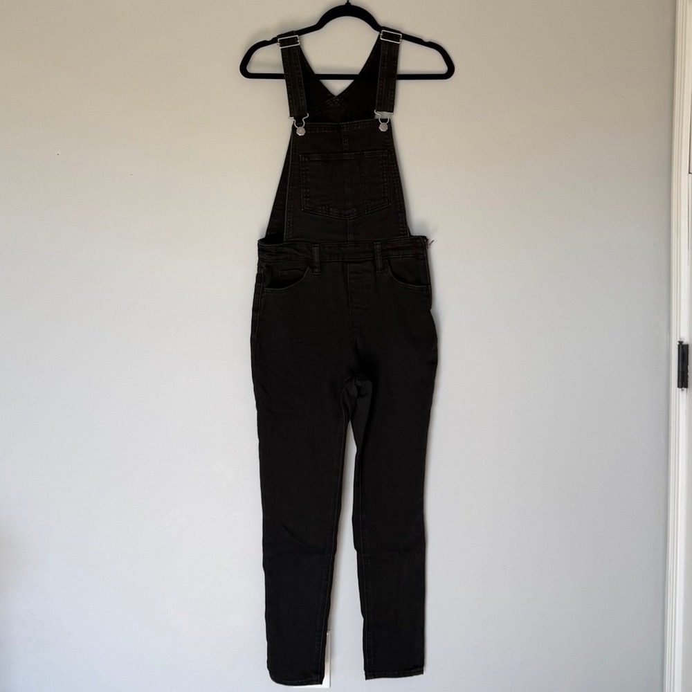 Levis Premium Black Skinny Denim Overalls Size 28 Side Zipper